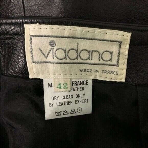 Viadana Black Leather Skirt 42 Back Zip Pencil Edgy Officewear Minimalist - Picture 7 of 8